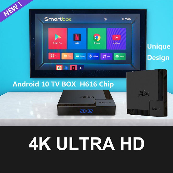 Android TV box X96 mate - Hệ điều hành 10, Ram 4GB, Rom 32GB, Allwinner H616