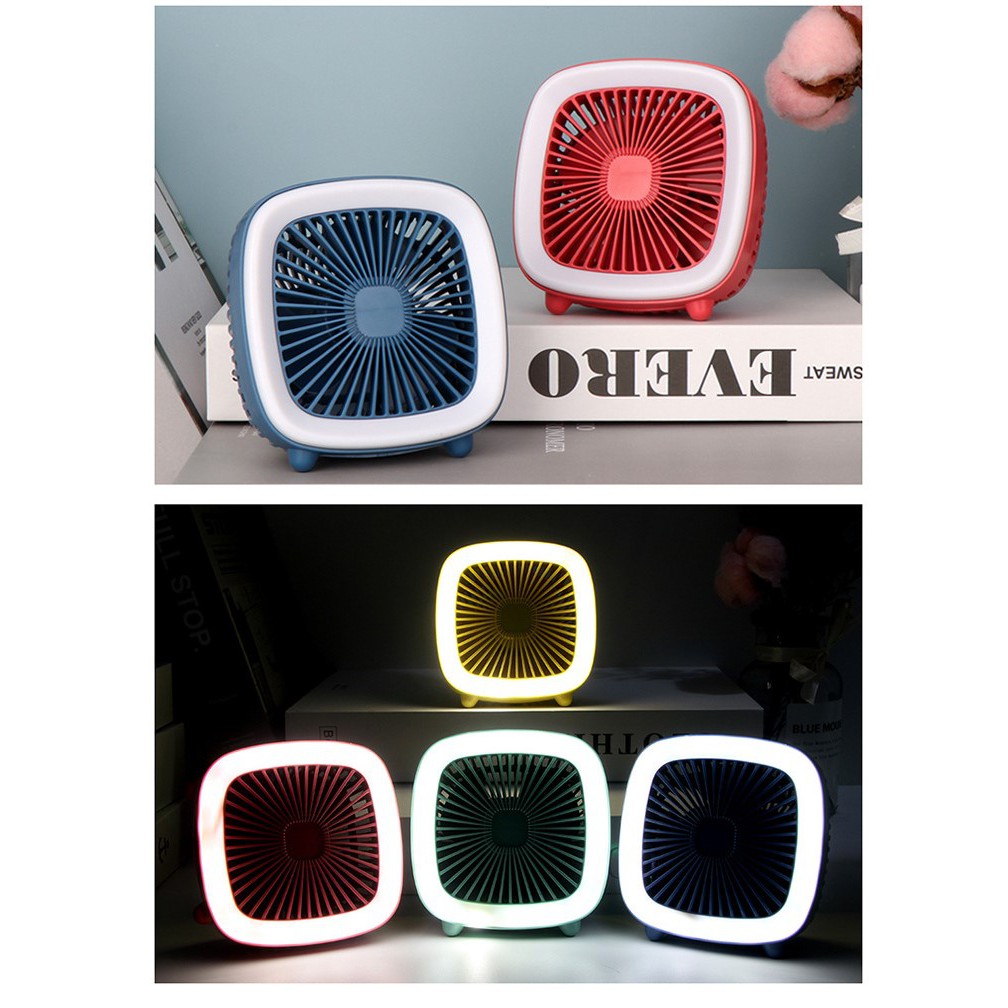 QUẠT ĐỂ BÀN MINI CÓ ĐÈN LED trang trí làm đèn ngủ