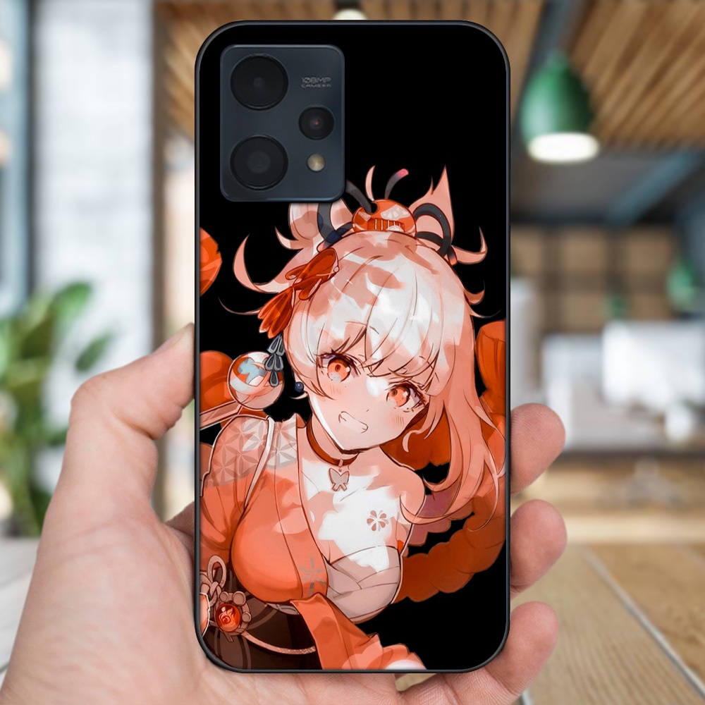 Ốp lưng Realme 9, 9 Pro, 9 Pro Plus viền đen in hình Yoimiya Genshin Impact