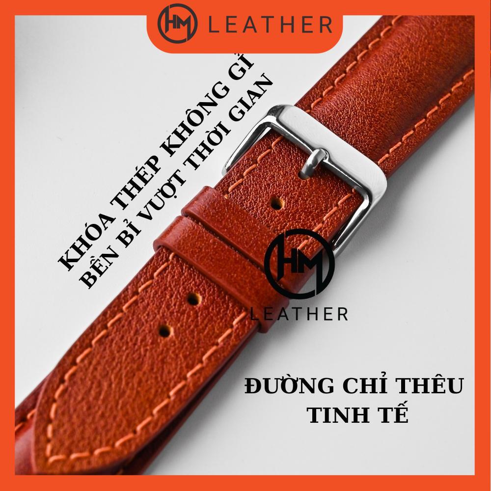 Dây đồng hồ da bò chống thấm nước - Đủ size 12/14/16/18/20/22/24 - Thương hiệu Hima Leather FLEXIBLE