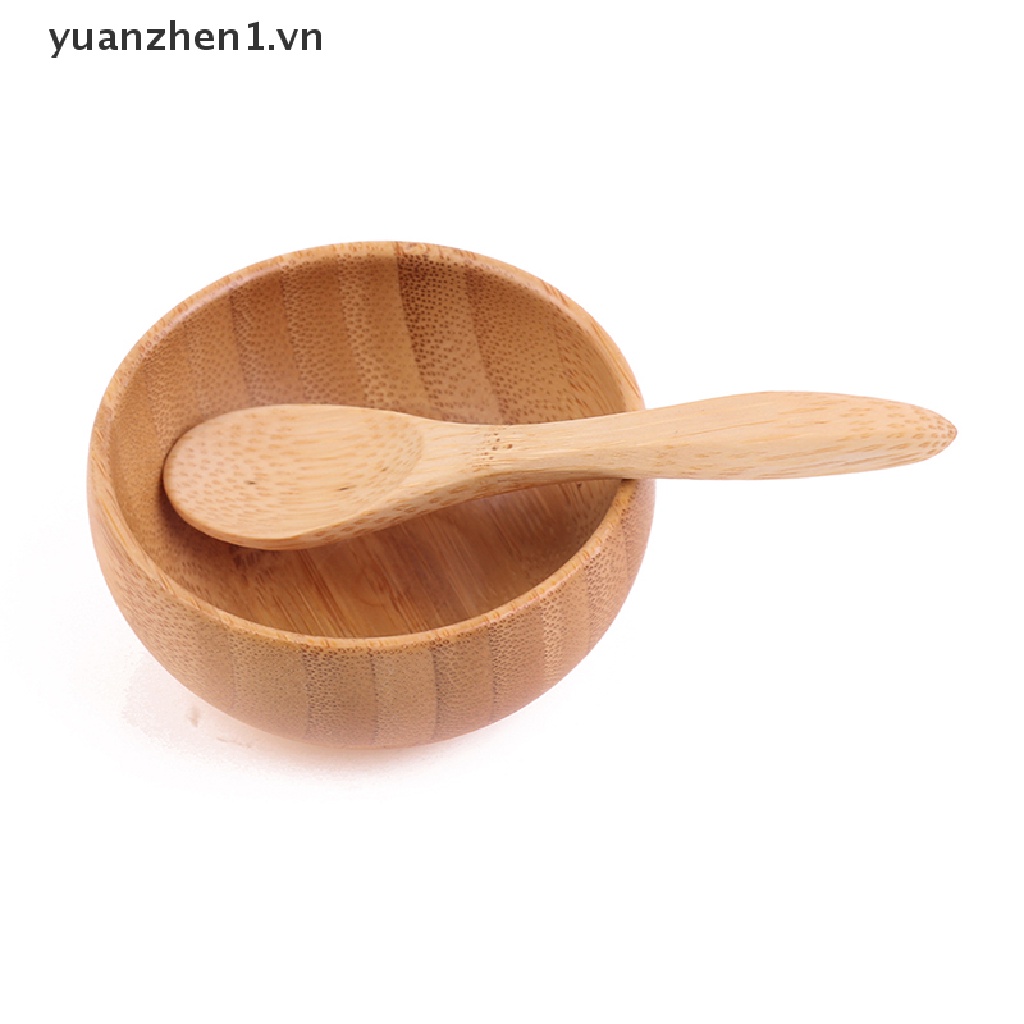 [Hàng mới về] Bộ bát trộn mặt nạ kèm muỗng nhỏ bằng tre thân thiện với môi trường chăm sóc da mặt
