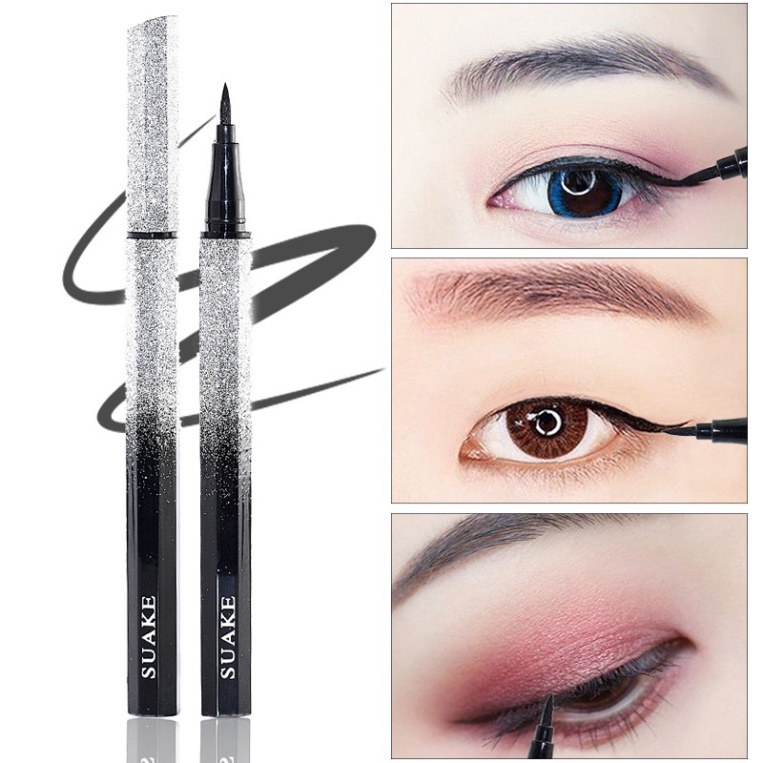 Bút Kẻ Mắt Kim Tuyến Vỏ Bạc Sang Chảnh Chất Lượng Tốt Kẻ Mắt Màu Đen YinBUT 81
