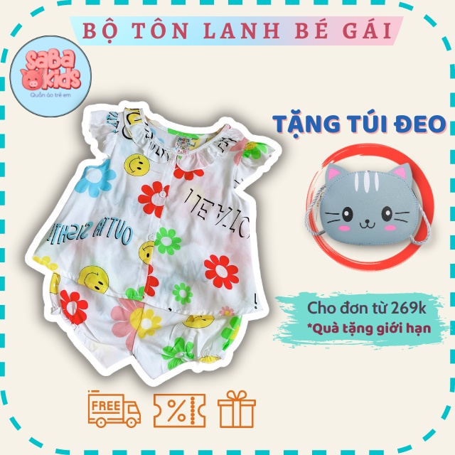 [CÓ HẠN -30K] Đồ Bé Gái Mặc Nhà Tôn Lanh (Tole) Nút Vai Mềm Mịn Hè Mát Siêu Xinh SABAKIDS