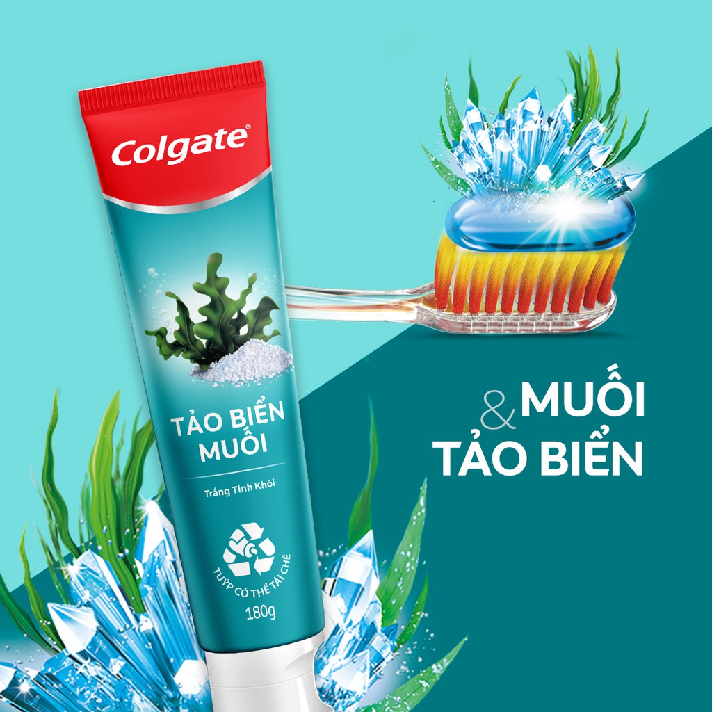 Kem đánh răng Colgate Thiên Nhiên Trà Xanh, Than Tre, Tảo biển và Muối hồng Himalaya 180g