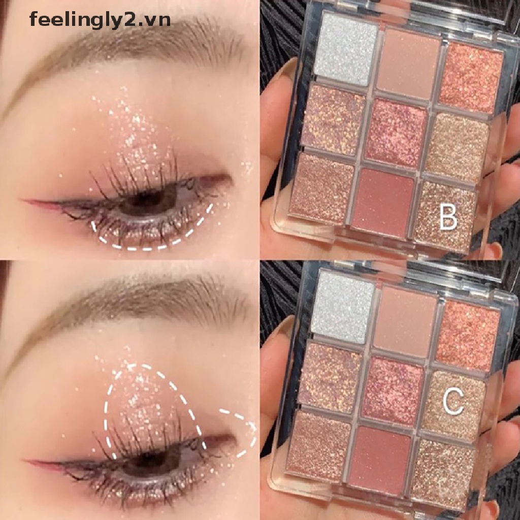 Bảng Phấn Mắt 9 Màu Lấp Lánh Chống Thấm Nước Cao Cấp