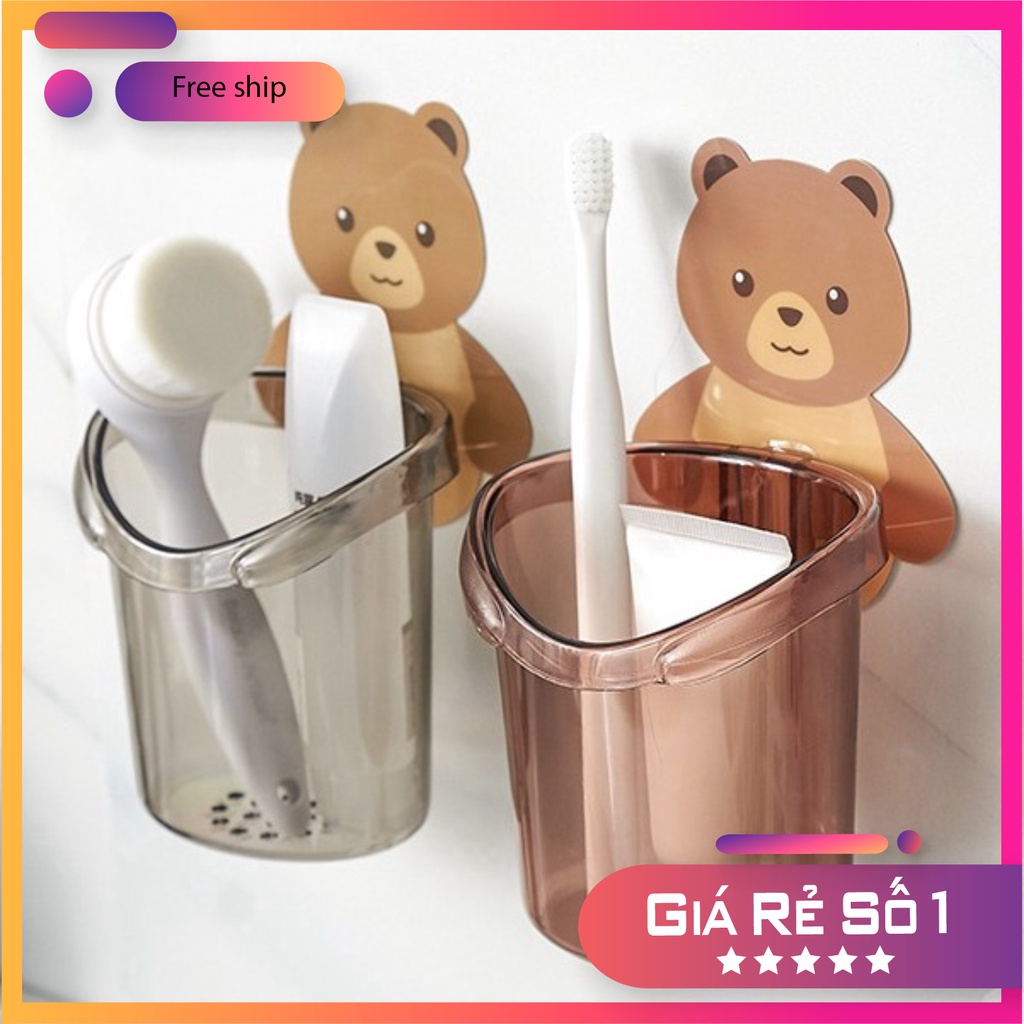 Cốc Gấu Dán Tường Đựng Bàn Chải