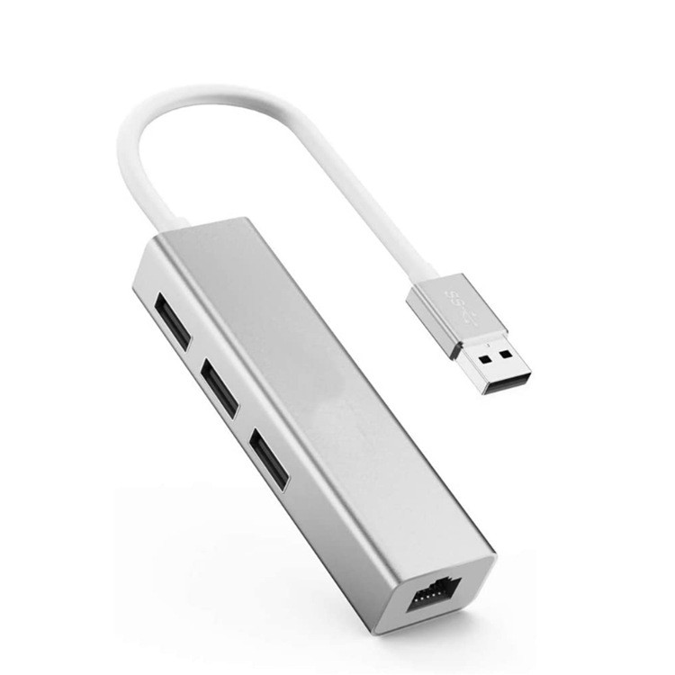 Bộ chuyển đổi USB 2.0 sang Cổng Mạng Lan RJ45  Mở Rộng Thêm 3 Cổng USB 2.0 Màu Bạc