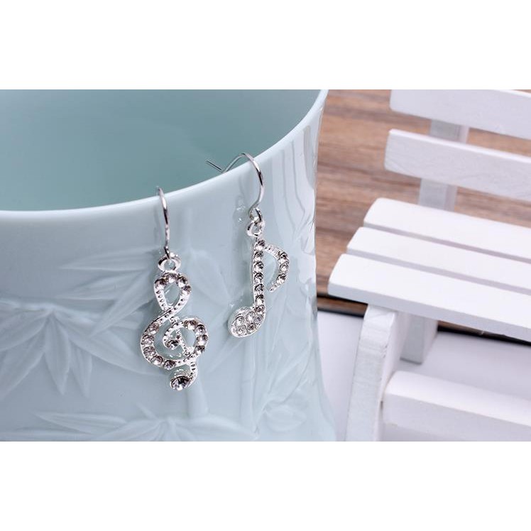 Bông tai hình nốt nhạc đính đá lấp lánh MS61