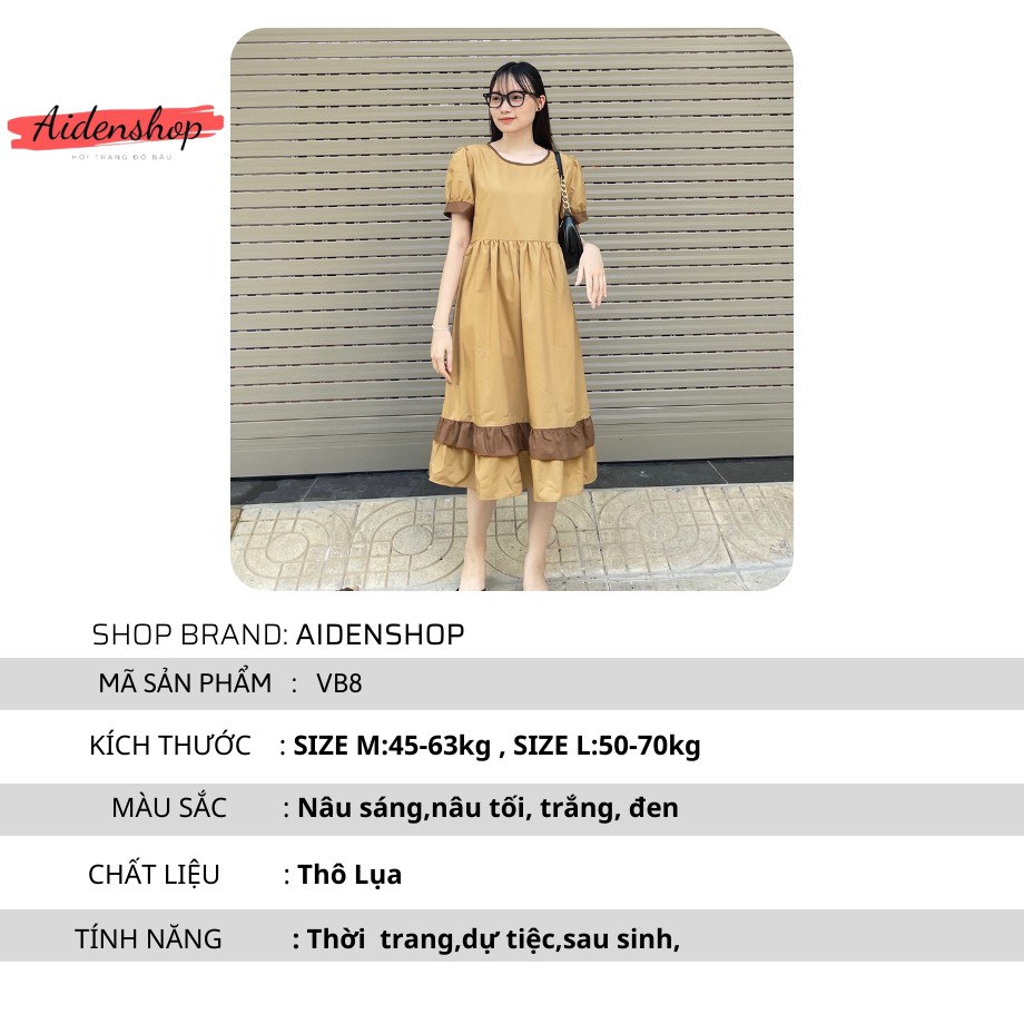 Váy bầu thời trang Aidenshop Đầm bầu thiết kế VB8 babydoll suông dài công sở sang chảnh