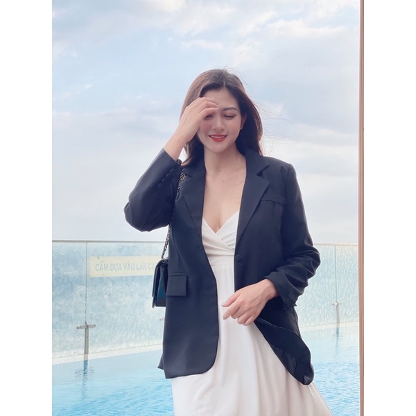 Áo khoác blazer Nữ From Rộng tay dài, nút bọc đi dự tiệc, dạo phố đi chơi, quẩy bar sang chảnh-  VADA - A268