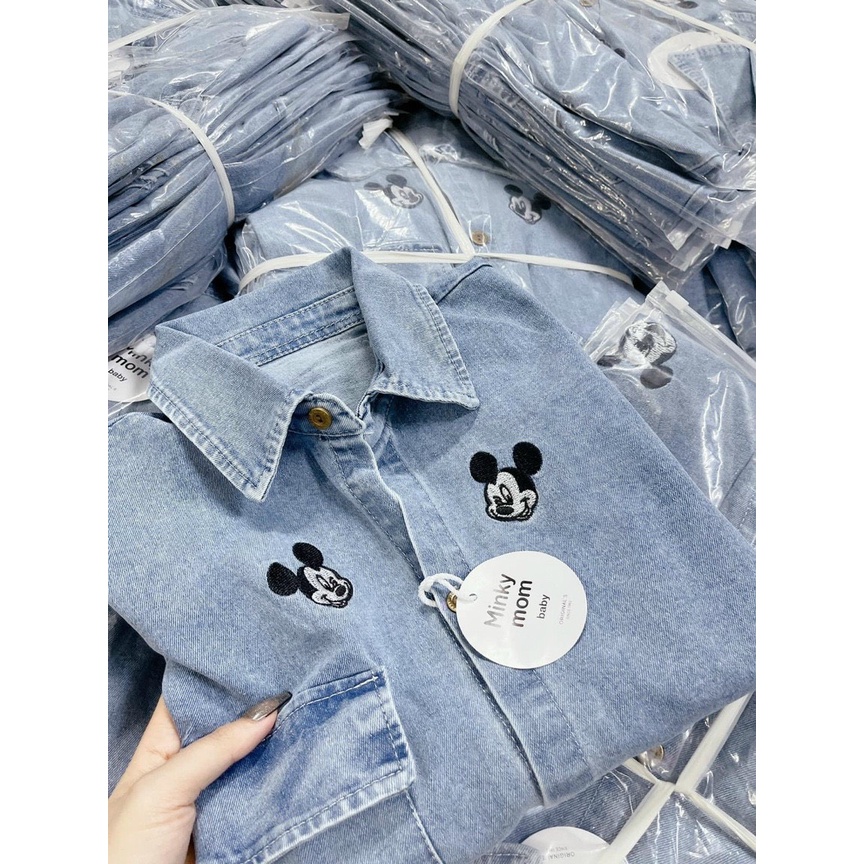 Áo jean cộc tay mickey