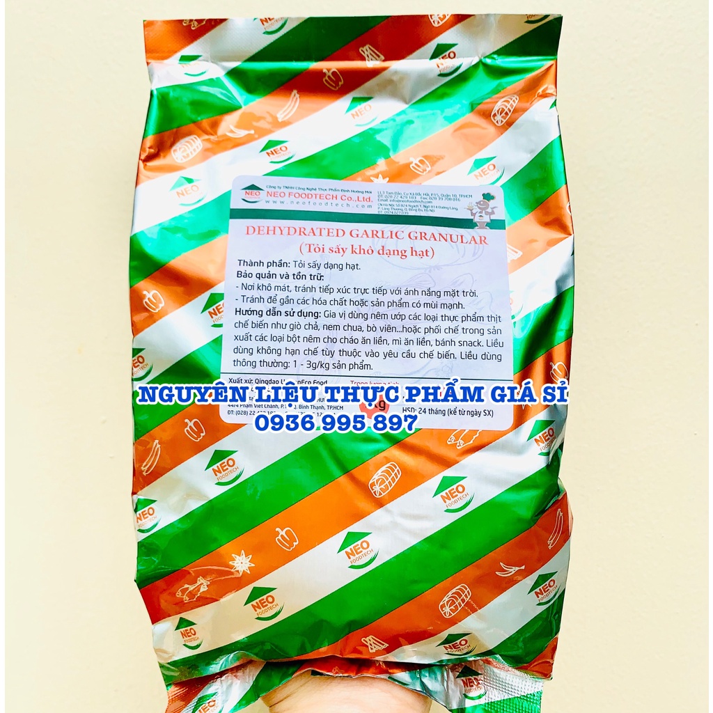 1Kg Bột tỏi dạng hạt nguyên chất 100%, khô thơm tự nhiên dùng cho xúc xích, giò chả, nem chua
