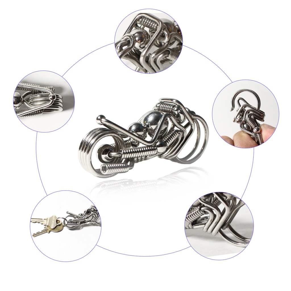 Móc Khóa Inox 304 Uốn Hình Motor, Móc Khóa Thủ Công