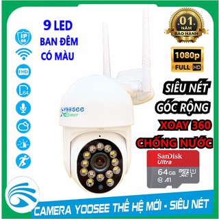 Camera YooSee ngoài trời Siêu nét PTZ MINI Xoay 360° 2.0mpx 1080P - 2 anten w26S Kèm Thẻ Nhớ 64gb