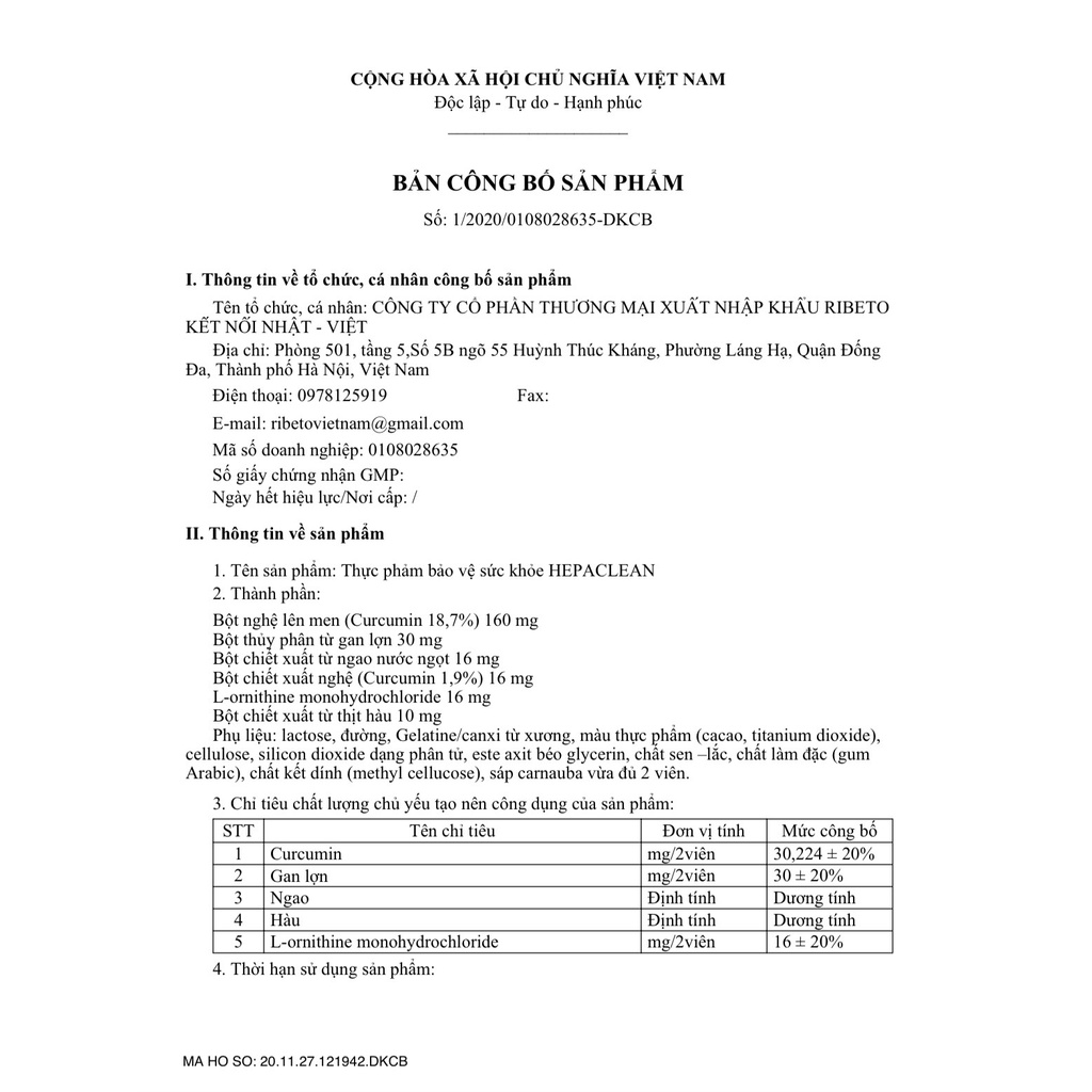 Hepaclean - Viên uống tăng cường chức năng gan 60 viên