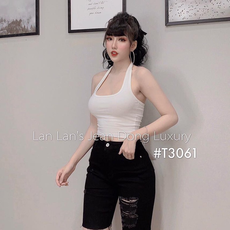 Quần jean lửng gối rách sợi lưng cao 2 nút có size đại