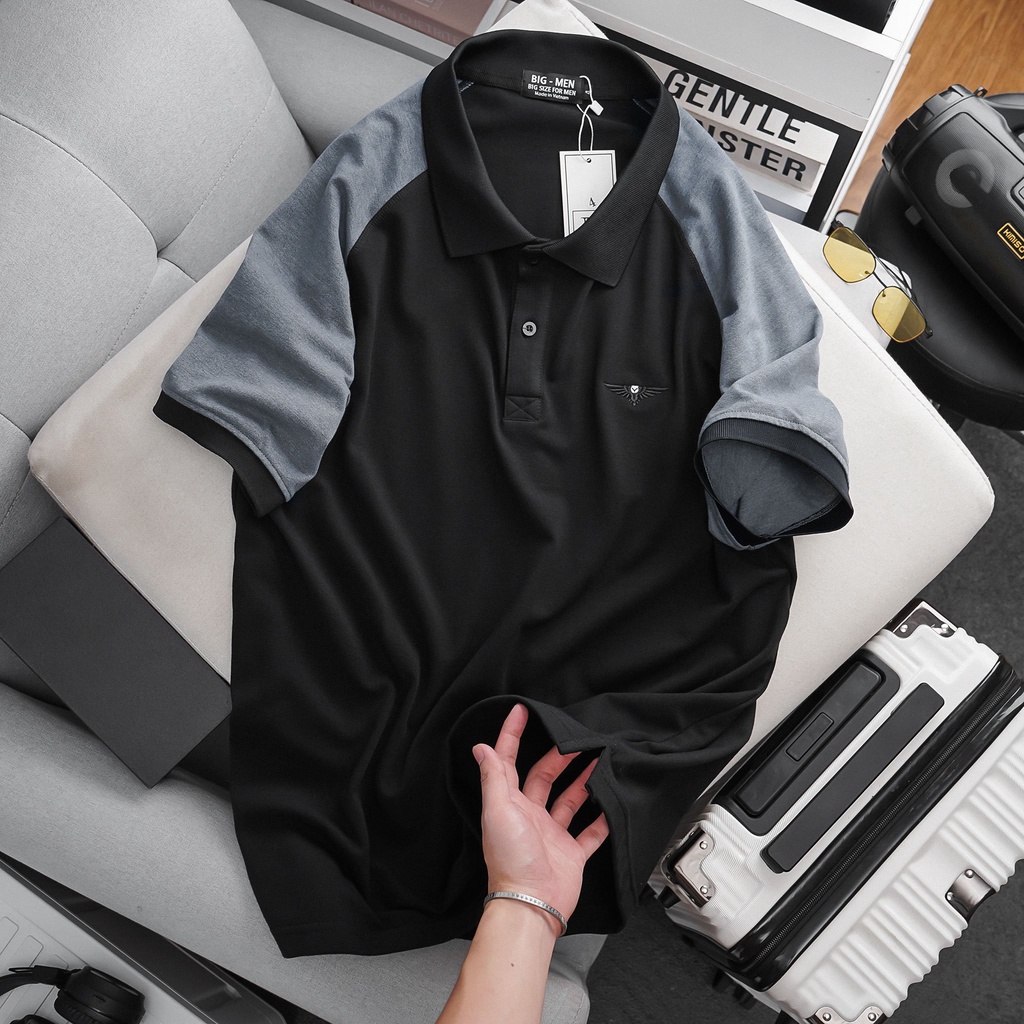 Big size - Áo thun polo phối màu thời trang sz 70-125kg