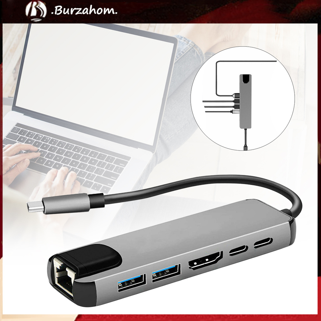 Bộ Chia Cổng Usb-C 6 Trong 1 Type-C 4k Hdmi-Compatible Rj45 Ethernet Lan Cho Nintendo Switch