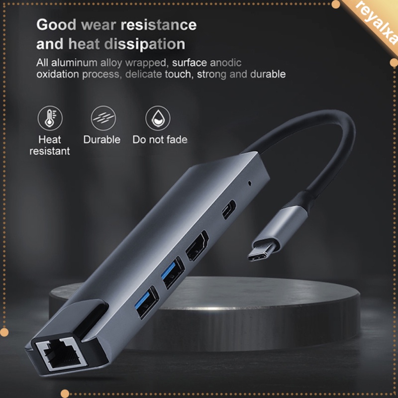 Bộ Chia Cổng Usb Type C 5 Trong 1 Rj-45 Lan 4k Hdmi 2 Usb 3.0 Pd | BigBuy360 - bigbuy360.vn