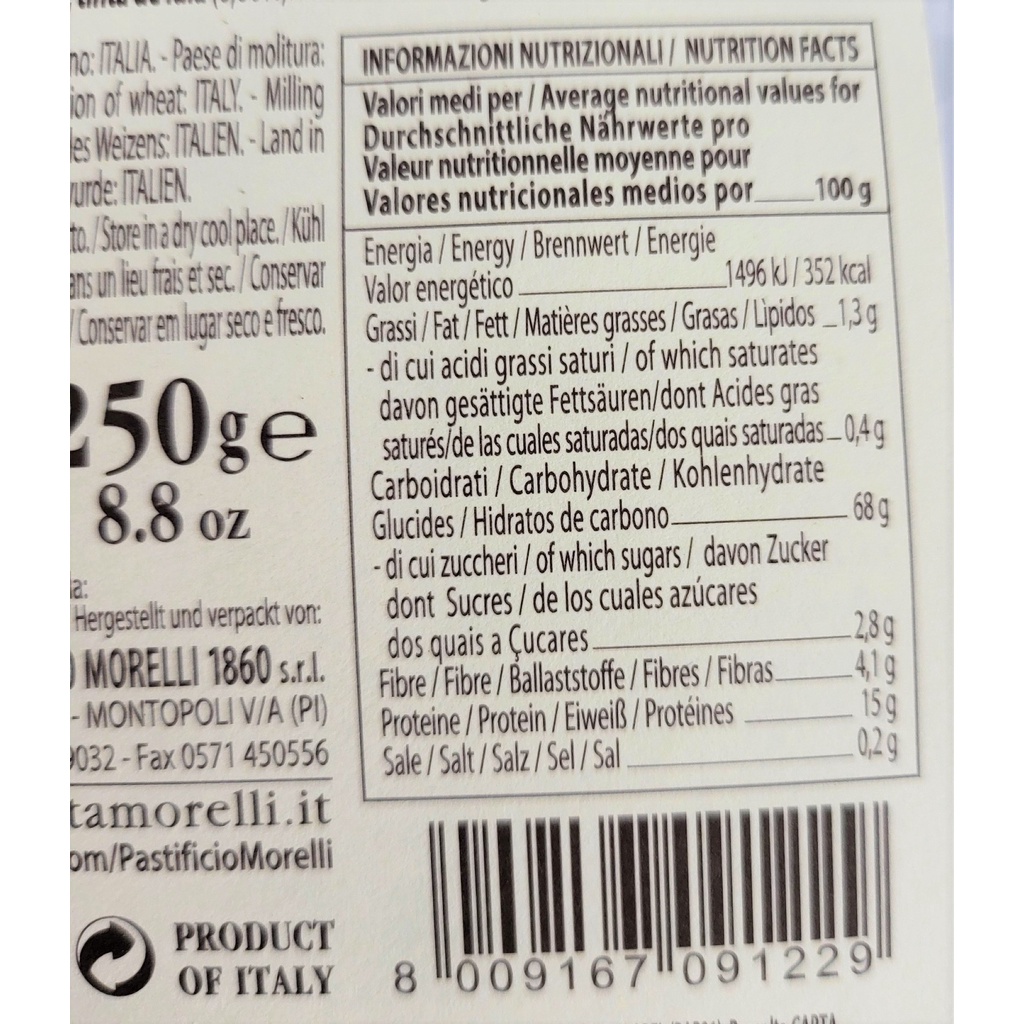 [Gói 250g - TAGLIATELLE] MÌ Ý MỰC ĐEN SỢI DẸT [Italia] MORELLI Black Squid Ink Pasta (cff-hk)