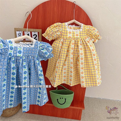 Đầm Hoa Tay Phồng Phối Ren Xinh Xắn Thời Trang Hàn Quốc Cho Bé Gái