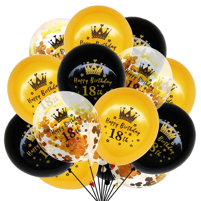 Set 15 Bong Bóng Latex 12 Inch 16 / 18 / 21 / 30 / 45 / 50 / 60 In Chữ Happy Birthday Đẹp Mắt