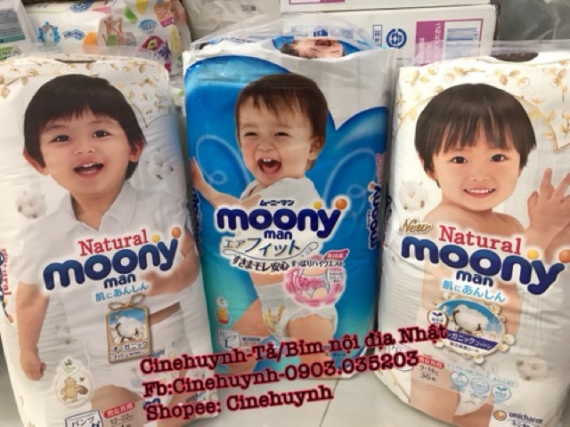 [HCM] MOONY NATURAL (NỘI ĐỊA NHẬT) Tả/Bỉm dán/quần full size NB66,S60,M48,L40