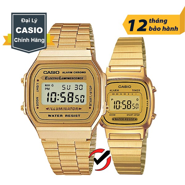 Đồng Hồ Nam Nữ Chính Hãng Casio Anh Khuê Dây Kim Loại A168WG Series