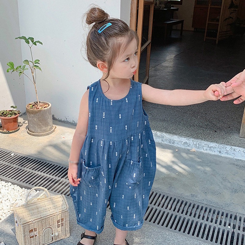 Áo liền quần cotton thời trang Hàn Quốc cổ điển cho bé gái