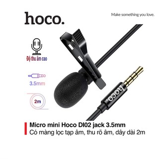 Mua  Mã ELHACE giảm 4% đơn 300K  Micro mini jack 3.5mm Hoco DI02 màng lọc âm khử tiếng ồn   thu âm nhạy dây dài 2m