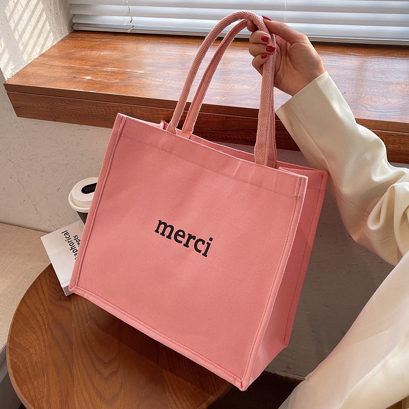 Merci Túi Xách Nữ Vải Canvas Cỡ Lớn 2022 Thời Trang Hàn Quốc túi đeo vai Túi máy tính xách tay túi mua sắm siêu thị