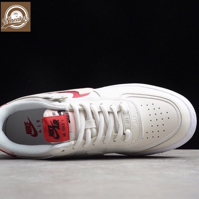 SALLE | Bán Chạy | Giầy thể thao AIR Force 1 shadow phantom cream red màu kem gót đỏ sneaker nữ KHO Xịn Nhẩt NEW . HOT