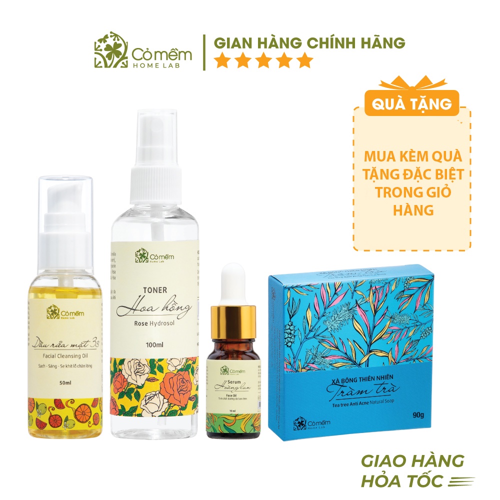 Bộ Chăm Sóc Da 4 Bước Sáng Da Giảm Mụn An Cỏ Mềm