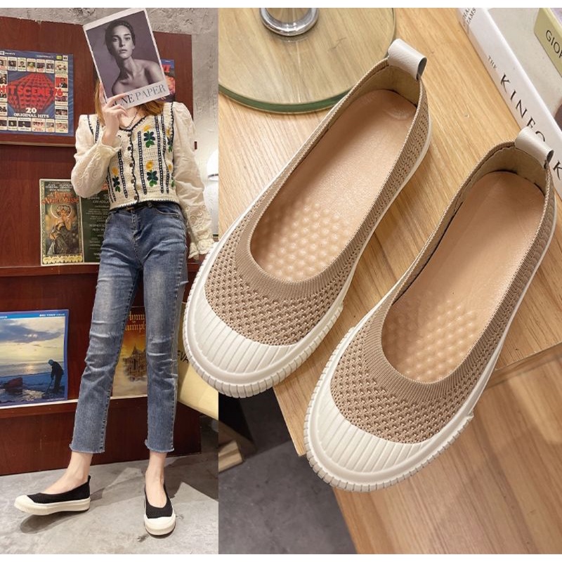 Giày slipon nữ cổ chun siêu xinh 2 mầu đen, nâu mã 345