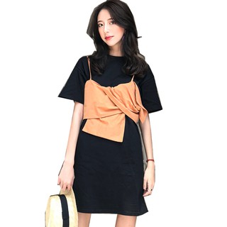 Váy kiểu hai mảnh ngắn tay Hàn Quốc