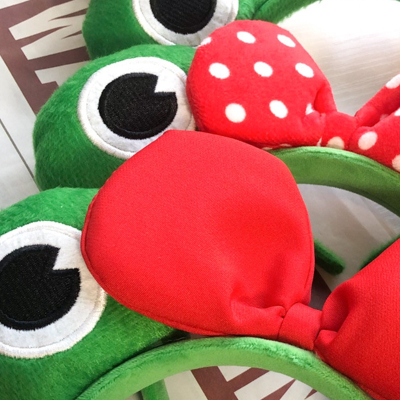 Flgo Băng Đô Rửa Mặt Bằng Vải Lông Nhung Họa Tiết Ếch Hoạt Hình Đáng Yêu Dành Cho Tiệc Tù