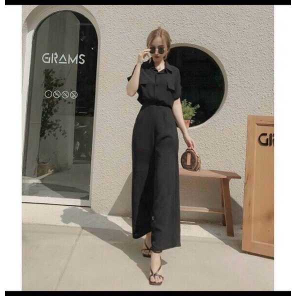 SÉT ĐŨI QUẦN DÀI ỐNG RỘNG PHỐI ÁO SƠ MI NẮP TÚI TÔN DÁNG SIÊU XINH CHO CÁC CHỊ EM VLTN SHOP