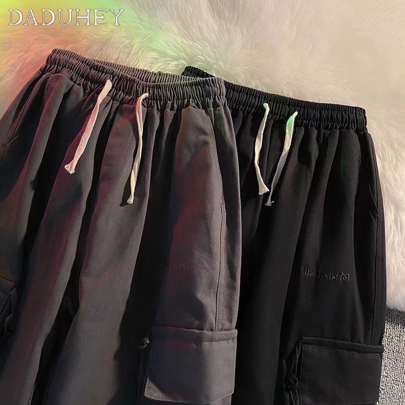 DaDuHey🔥 Men's Fashion Brand Summer Thin Overalls Trendy Loose Wide Leg Leisure Pants Ins Hong Kong Style Fashion Ankle Banded Pants