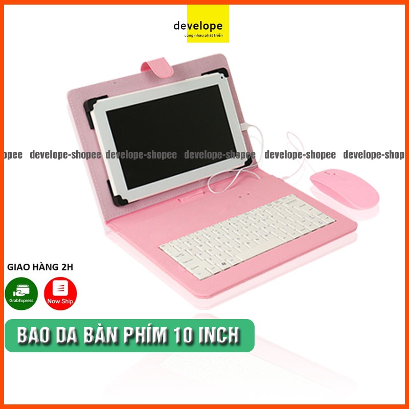 Combo bao da bàn phím kèm chuột + lót chuột cho điện thoại, máy tính bảng từ 10 inch