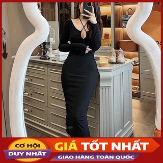 Đầm Body Cổ Dây Yếm Xẻ Sau Hàng Quảng Châu V2066- Violet