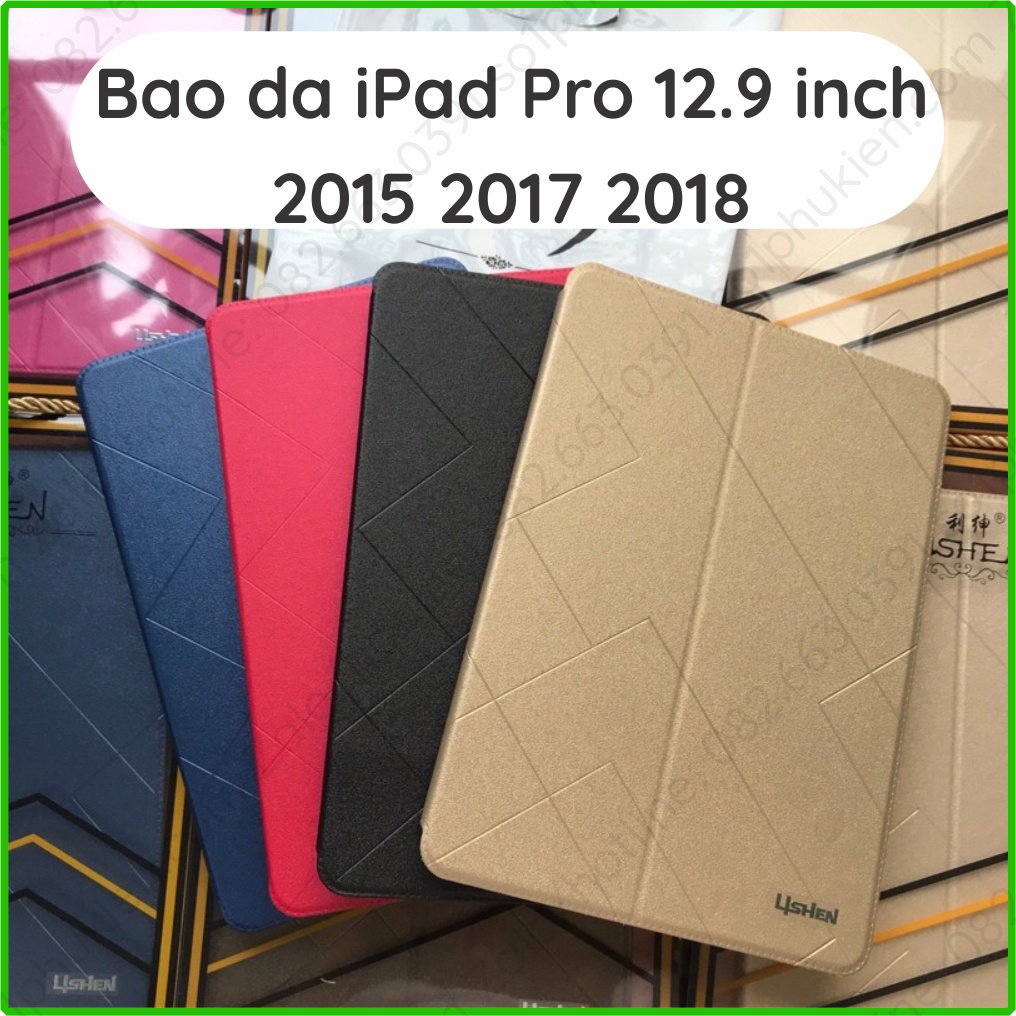 Bao da iPad Pro 12.9 inch (2015 2017 2018) hiệu Lishen, On Jess  có chống đỡ xem phim,ngăn đựng thẻ