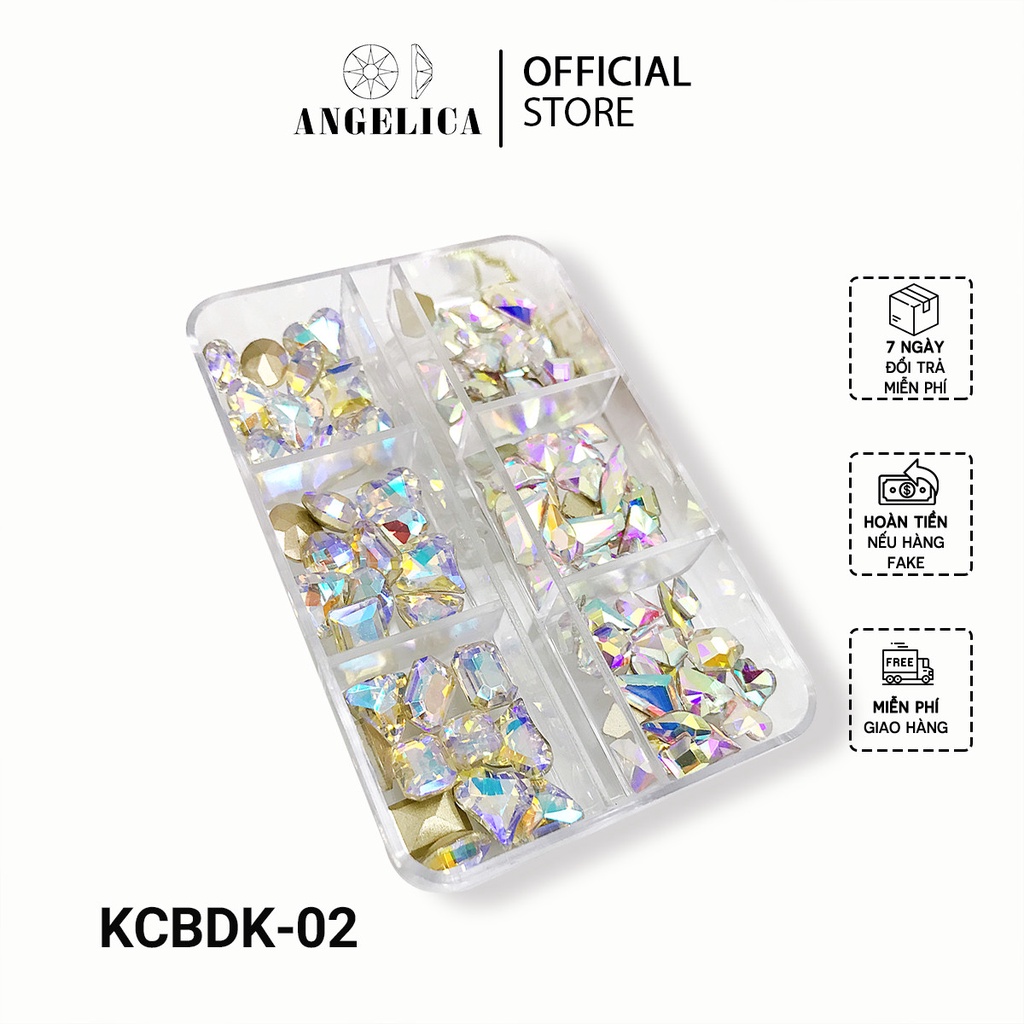 Khay Đá Khối Nail Mix Đá Chân Bằng 7 Màu Trang Trí Móng ANGELICA KCBDK