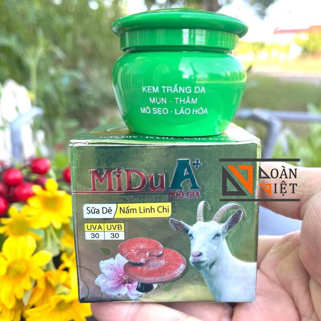 Kem FACE Mụn, Thâm , Đồi mồi, Mờ sẹo, dưỡng da trắng hồng mịn màng Midu A+ 15g . Sữa dê và nấm linh chi an toàn cho da