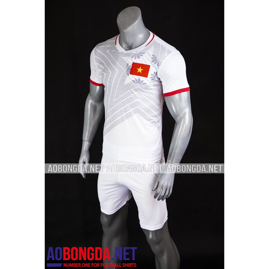 Bộ quần áo bóng đá V.iệt N.am trắng U-23 thiết kế tinh tế, chất thun co giãn thoáng mát