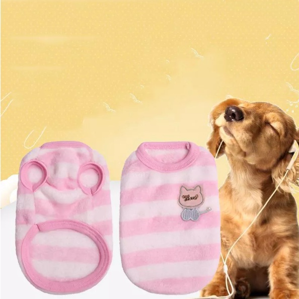 Áo Sweater Không Tay Vải Nhung Mềm Mại Kẻ Sọc Dễ Thương Dành Cho Thú Cưng 27 Thú Cưng