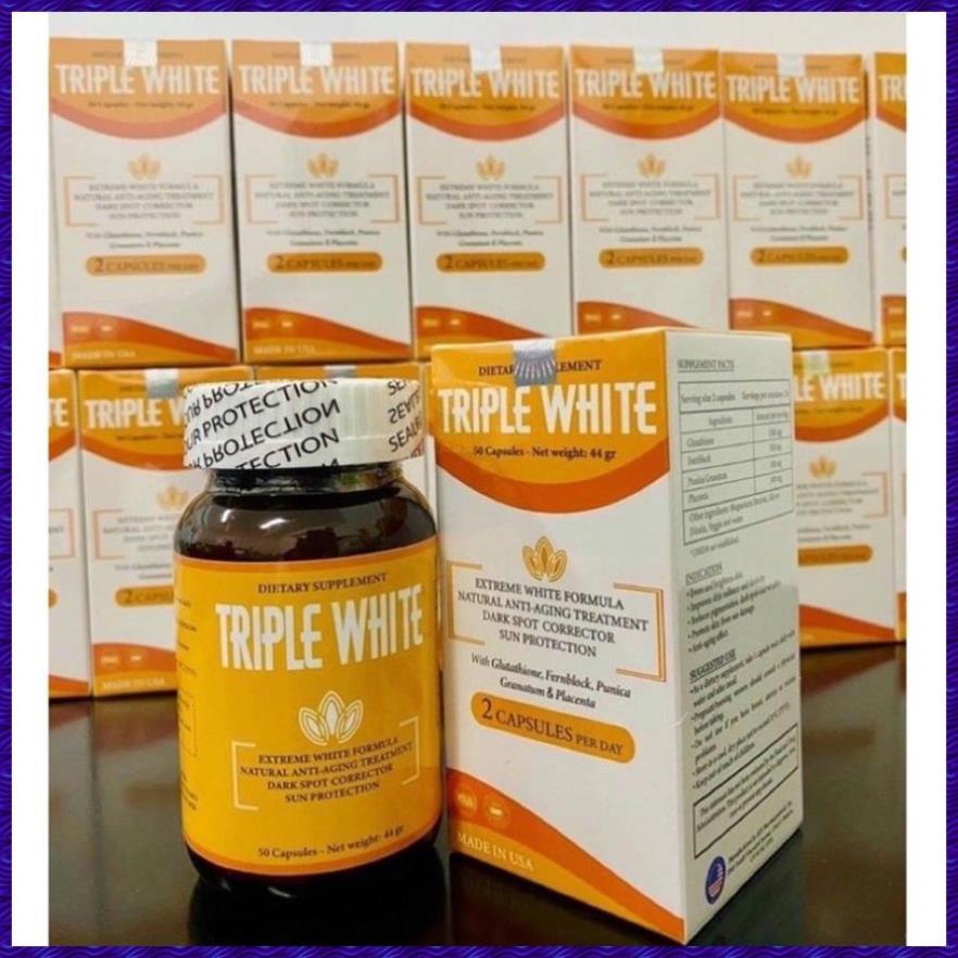 Viên Uống Trắng Da, Chống Nắng Giảm Thâm Nám Triple White Trắng Hộp 50 Viên