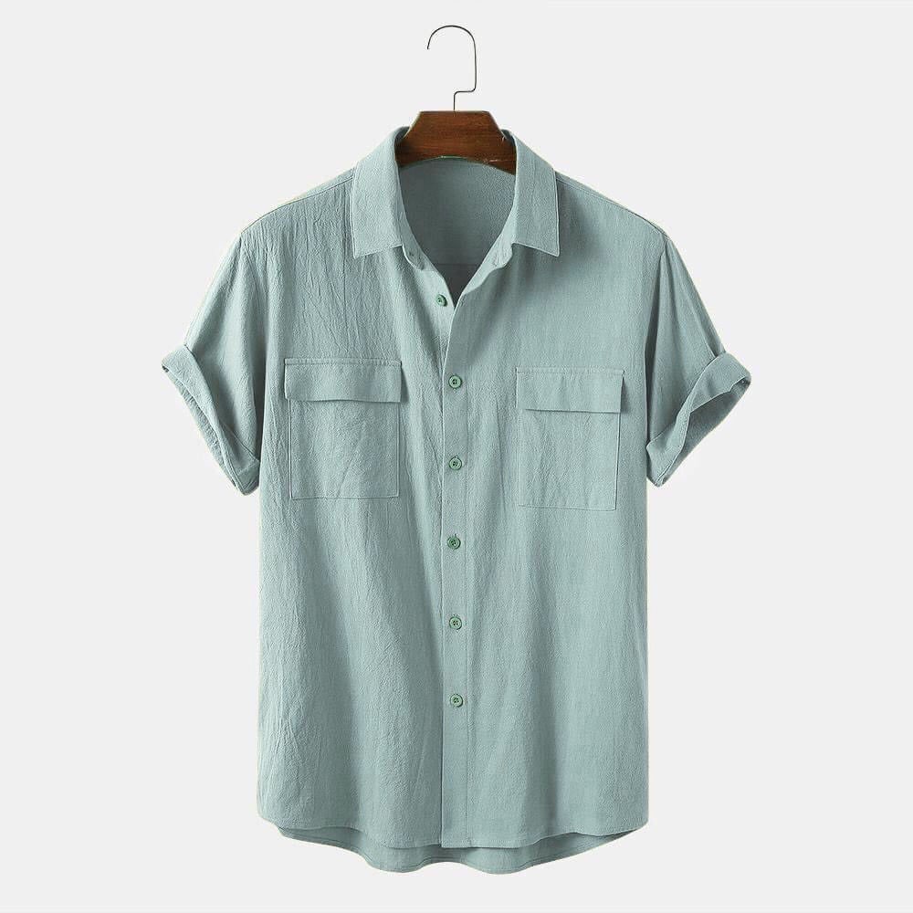 Áo Sơ Mi Nam Ngắn Tay Chất Đũi Linen Cao Cấp Mặc Mát Kiểu Dáng Trẻ Trung AD01