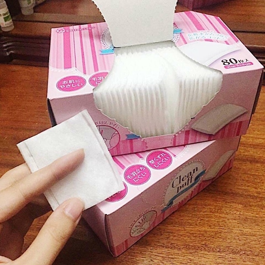 Set 2 hộp bông tẩy trang Clean Puff Cotton Labo nội địa Nhật Bản