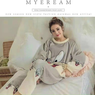 Bộ ngủ lông cừu  họa tiết cute