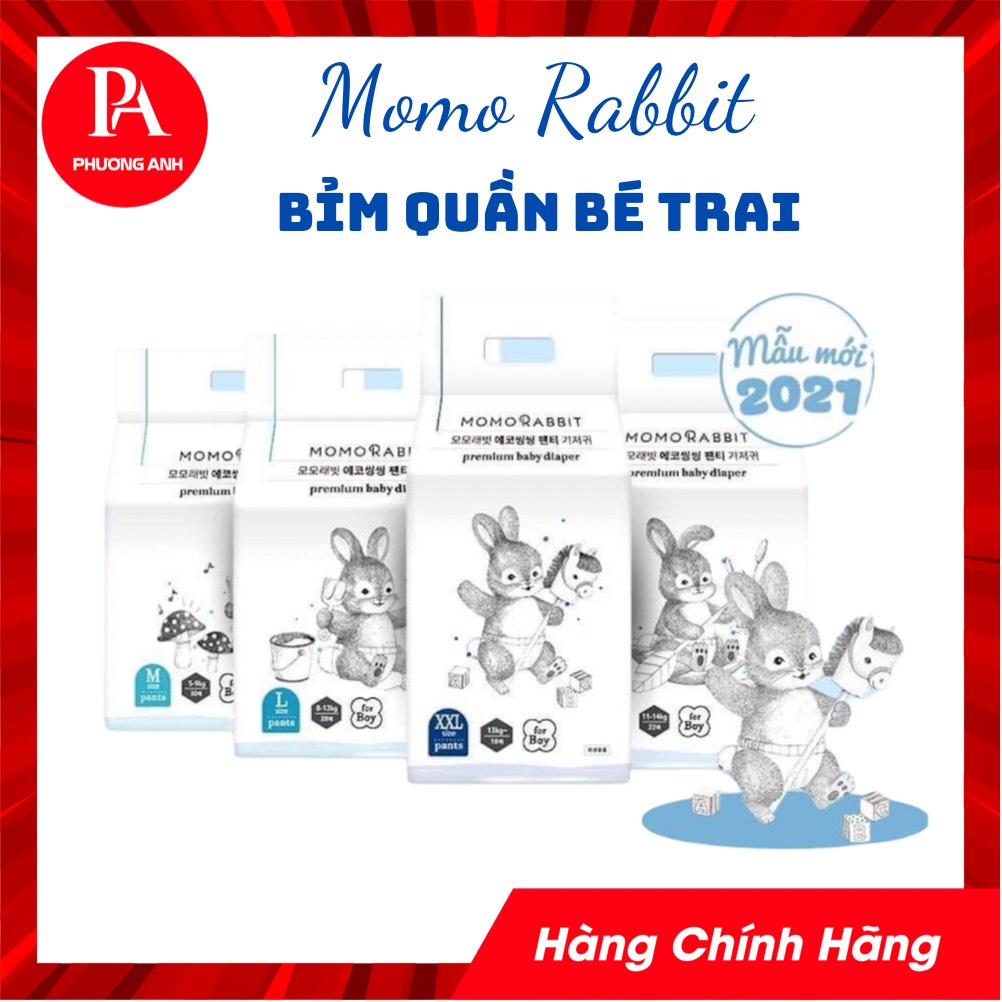 Bỉm Quần bé trai momo rabbit nội địa HÀN Quốc quần đủ size M32/L30/xl28/L28/xl22/xxl18